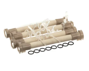 a group of plastic tubes with rubber rings