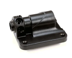 a black metal object with holes