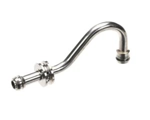 a silver metal pipe with nozzles