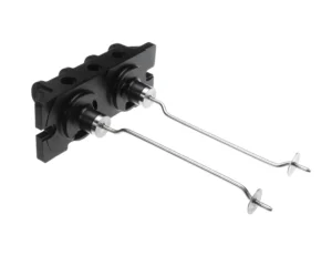 a black and silver metal object with two metal rods