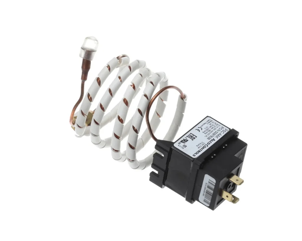 a black and white coil with a light on it