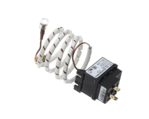a black and white coil with a light on it