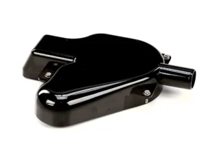 a black object with a white background