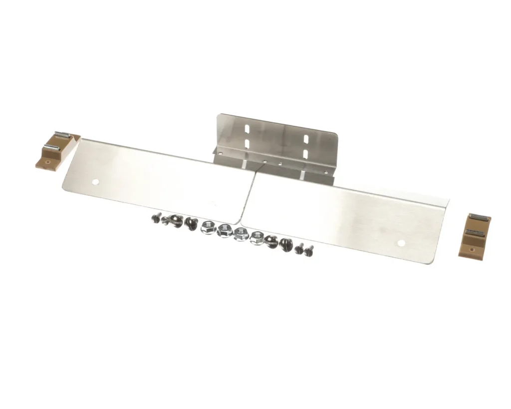 a metal plate with screws and bolts