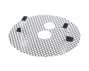 a metal grid with holes