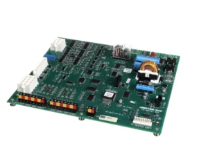 a green circuit board with many different components