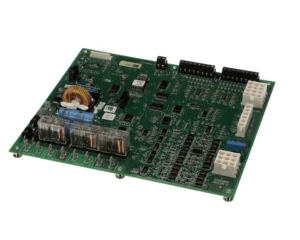 a green circuit board with many different components