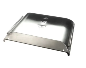 a silver metal object with a triangle on it