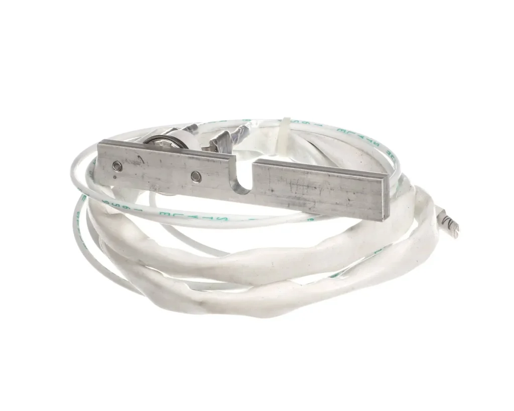a white wire with a metal piece on it