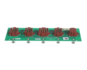 a green circuit board with red buttons