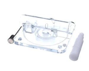 a clear plastic device with a white tip