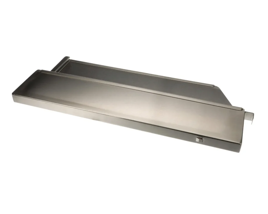 a silver rectangular object with a white background