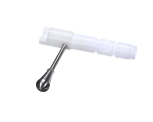 a white plastic hammer with a ball