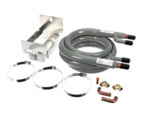 a grey hose with metal parts