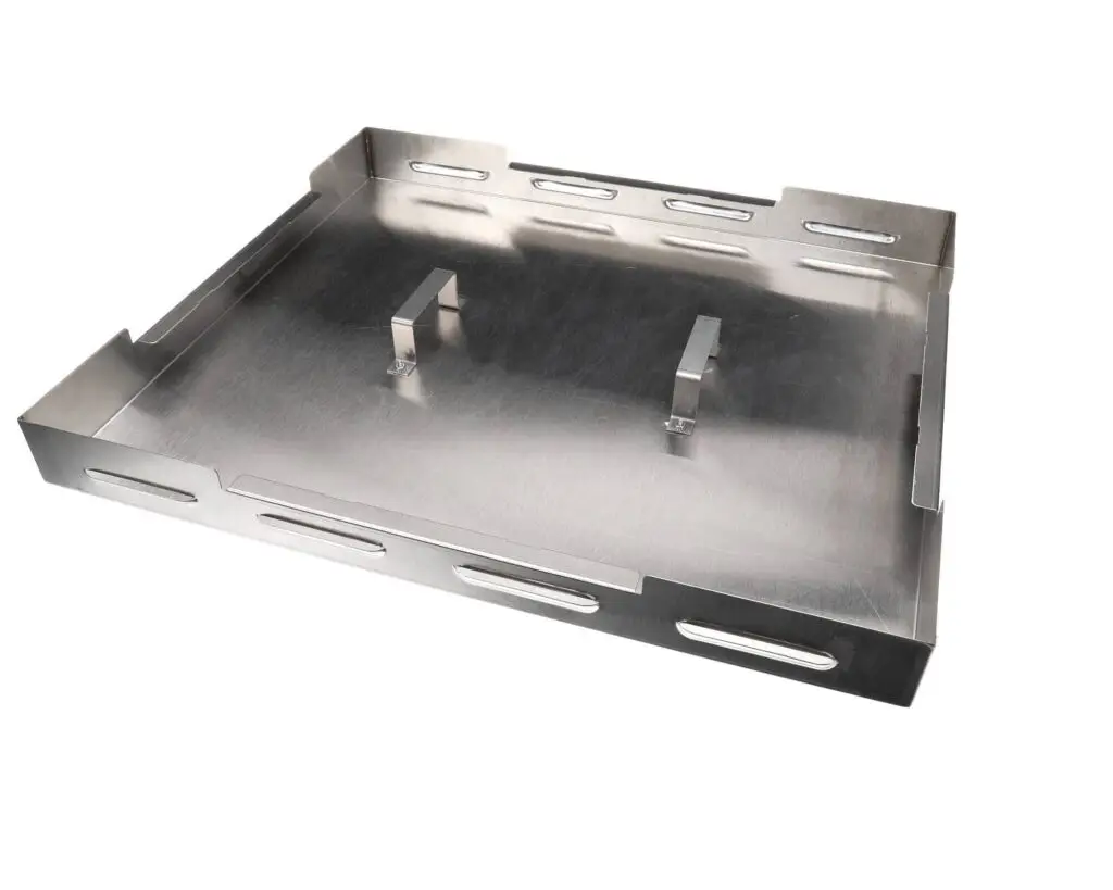 a metal tray with handles
