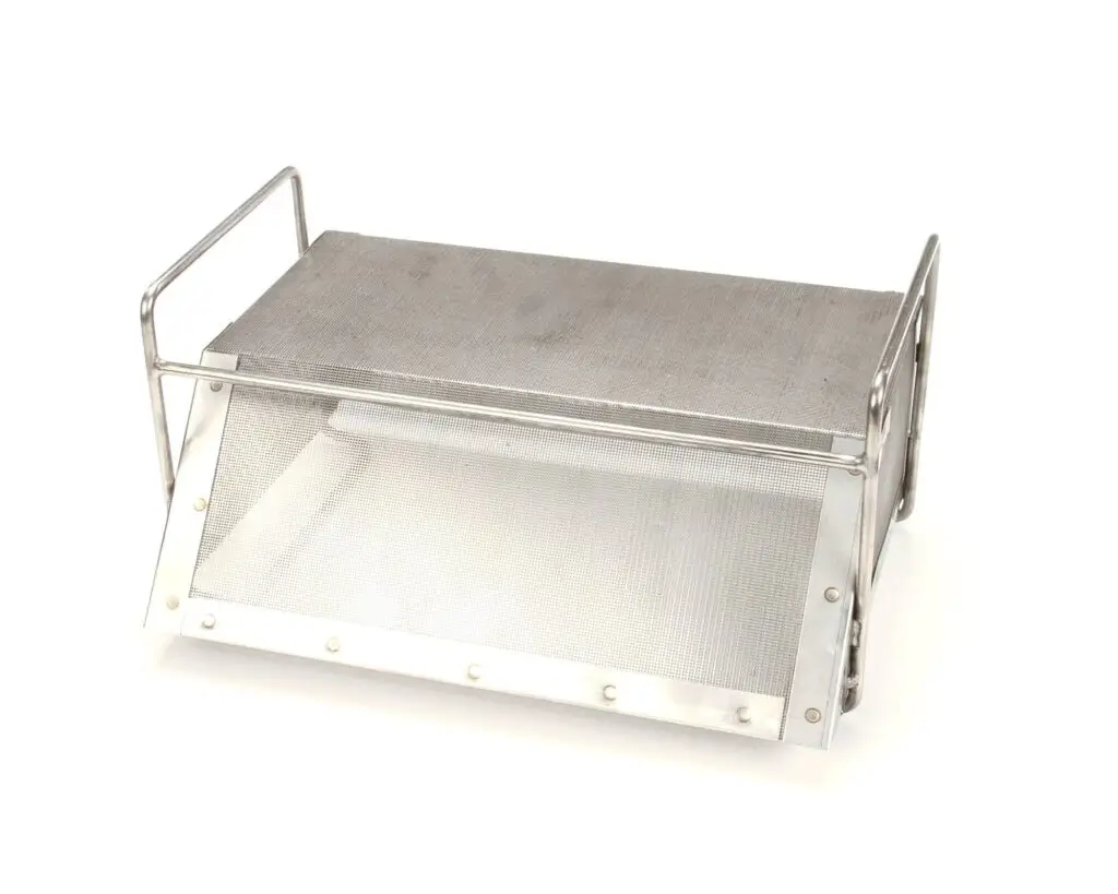 a metal box with a mesh cover