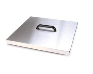 a silver box with a black handle