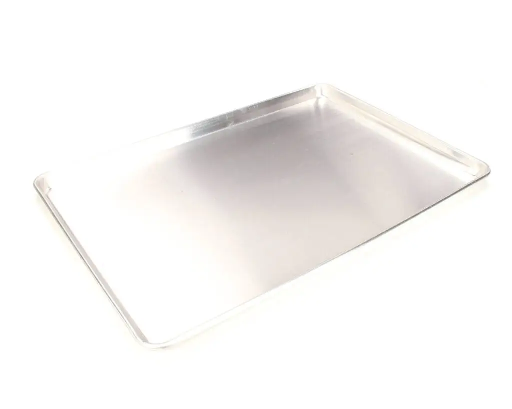a silver tray on a white background