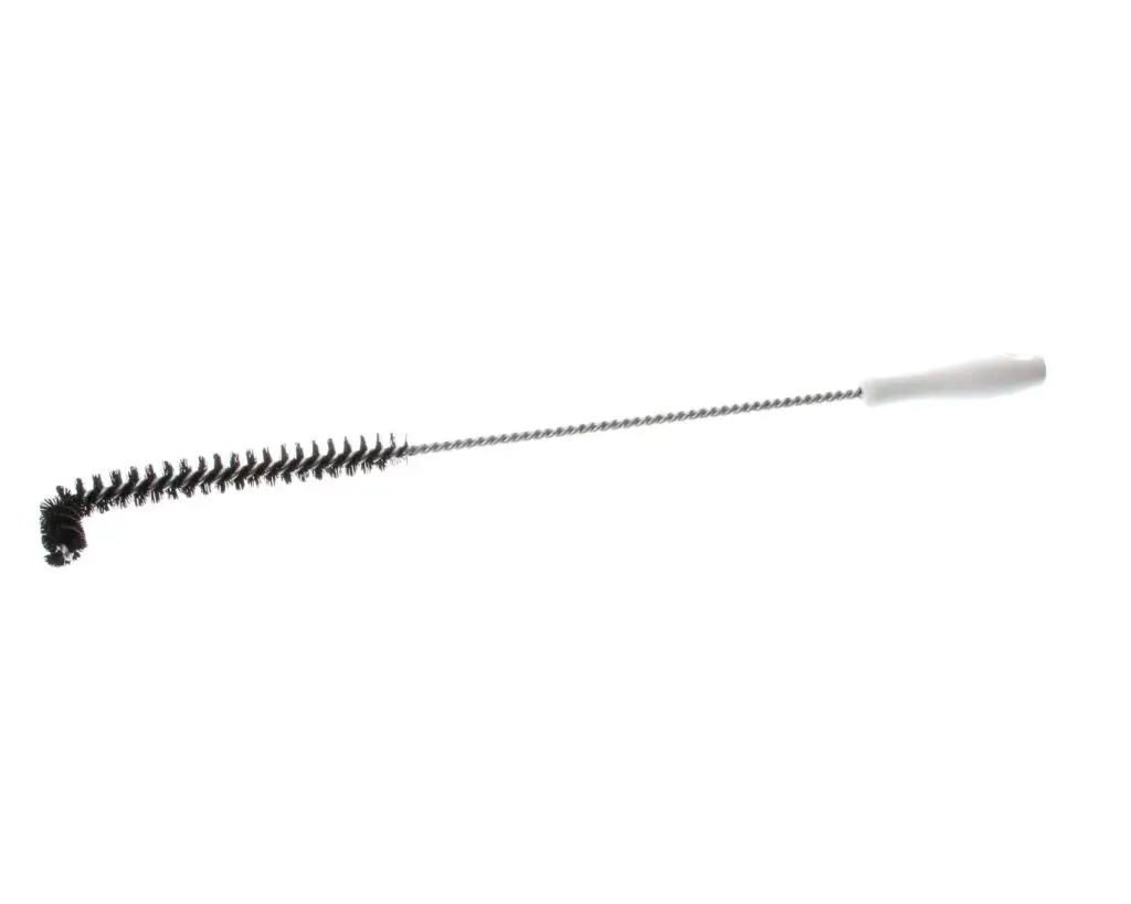 a black brush with a white handle