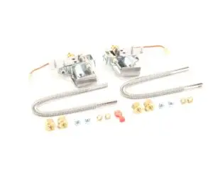 a group of metal parts with wires and screws