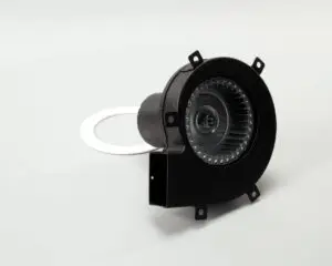 a black circular object with a white circle