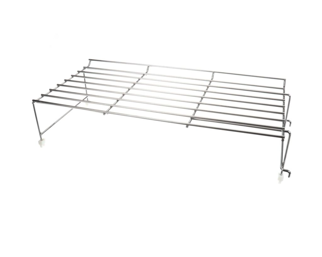 a metal rack with wheels