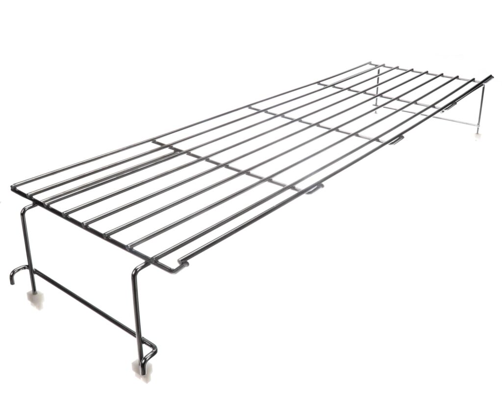 a metal rack with wire