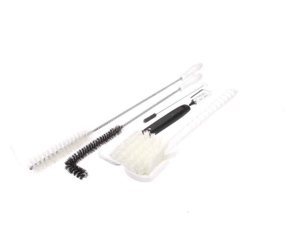 a group of cleaning brushes