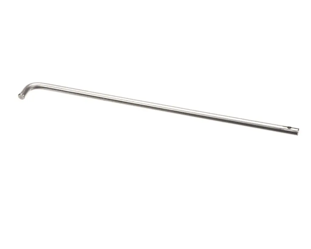 a long silver tool with a white background