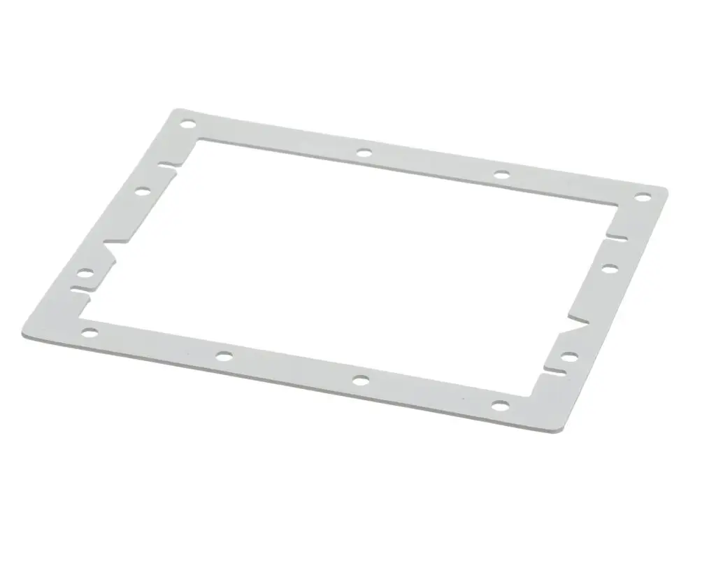 a white rectangular frame with holes