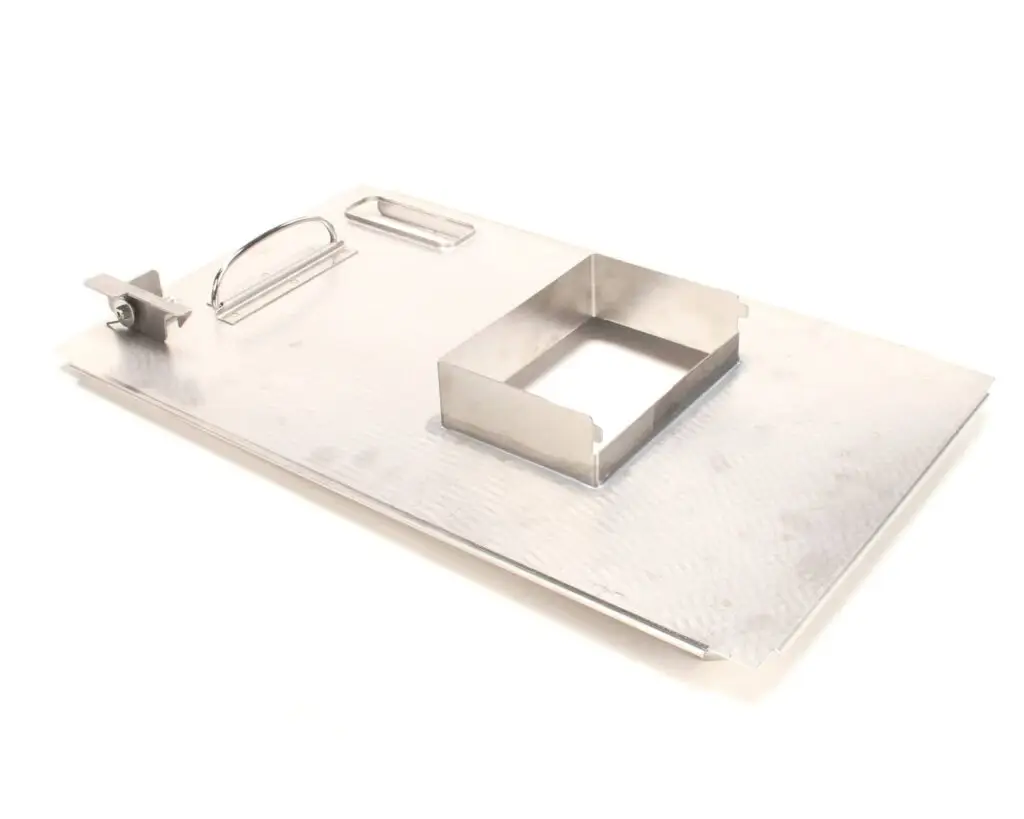 a metal tray with a handle