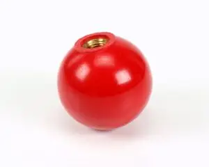 a red ball with a nut