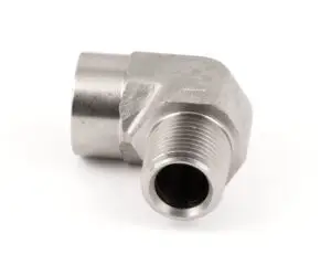 a silver metal pipe with a nozzle