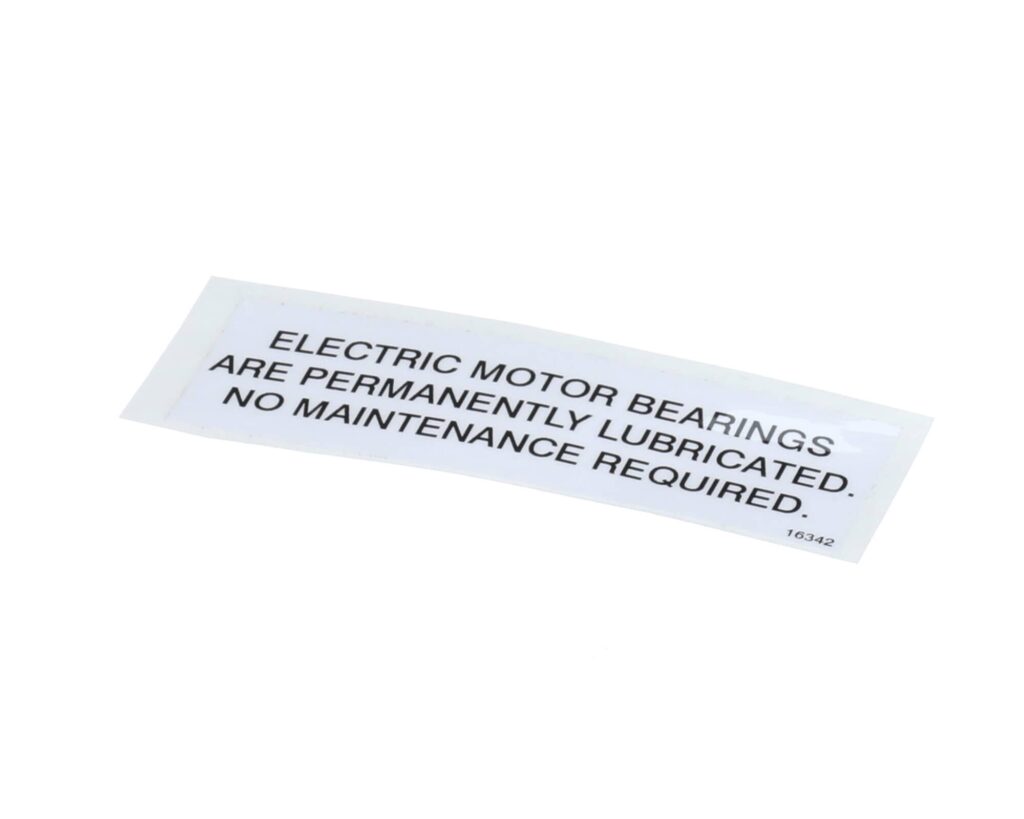 a white label with black text