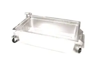 a silver container with wheels