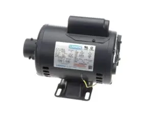 a black electric motor with white label