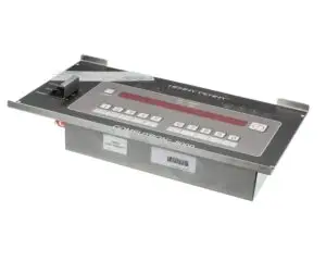 a grey rectangular object with buttons and a ruler