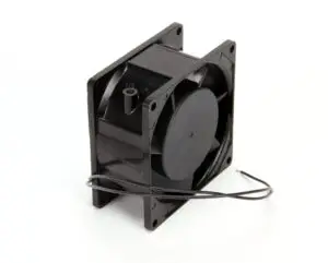 a black fan with a wire