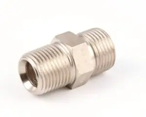 a silver metal pipe fitting
