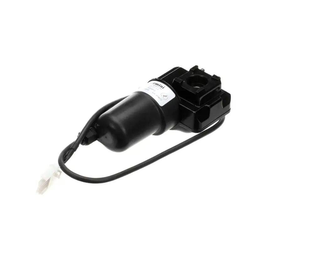 a black device with a white label