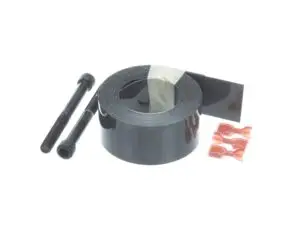 a roll of black tape with plastic clips and screws