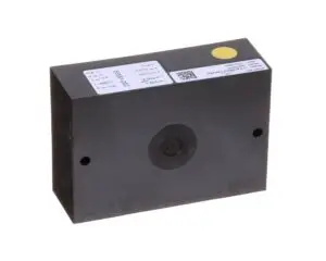a black rectangular object with a round hole