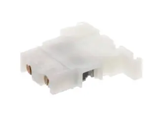 a white plastic connector with two holes