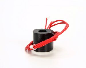 a black coil with red wires