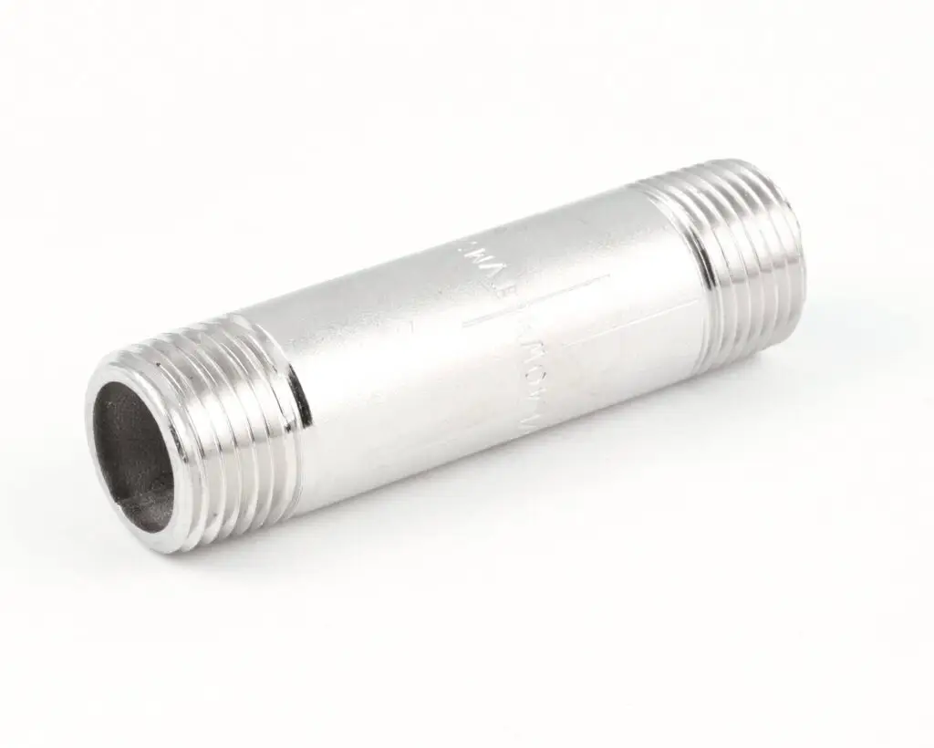 a silver pipe with a thread