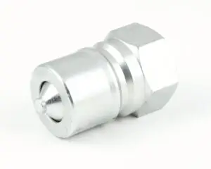 a silver metal piece with a round top