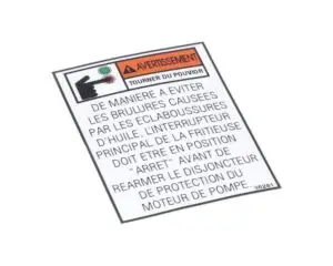 Henny Penny Label-Warning Pump Motor FR.