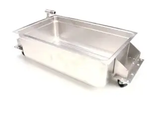 a metal container with wheels