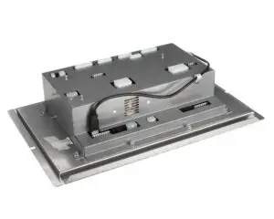 a rectangular metal box with wires