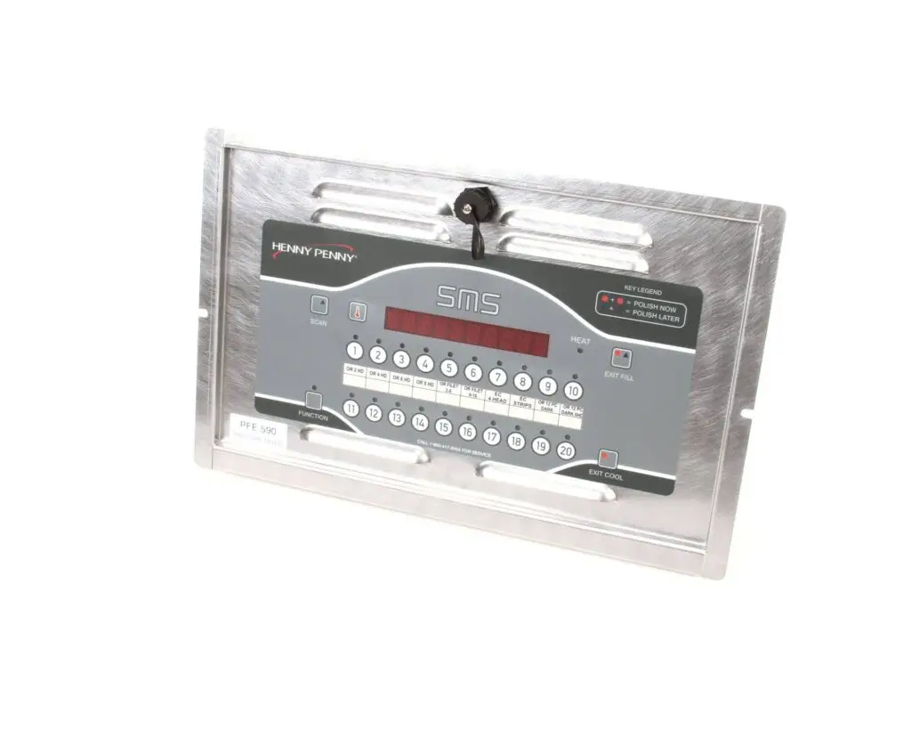 a silver rectangular object with a black button